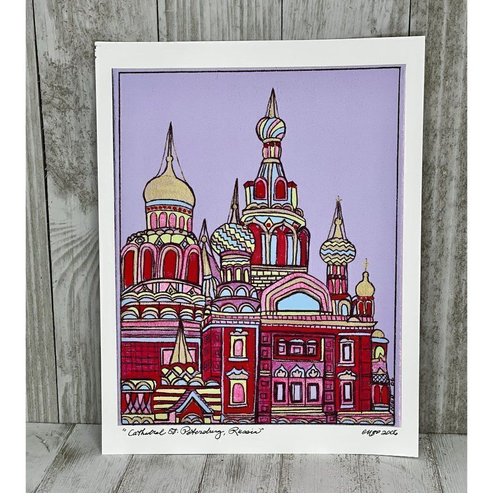 Cathedral St. Petersburg Russia Print Signed 8.5" x 11"